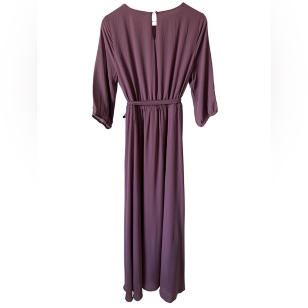 Baltic Born NWT Mauve Tie Waist Midi Dress Long Sleeve Wedding Guest L - Picture 2 of 9